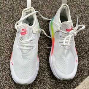 Puma neon and white womens sneakers